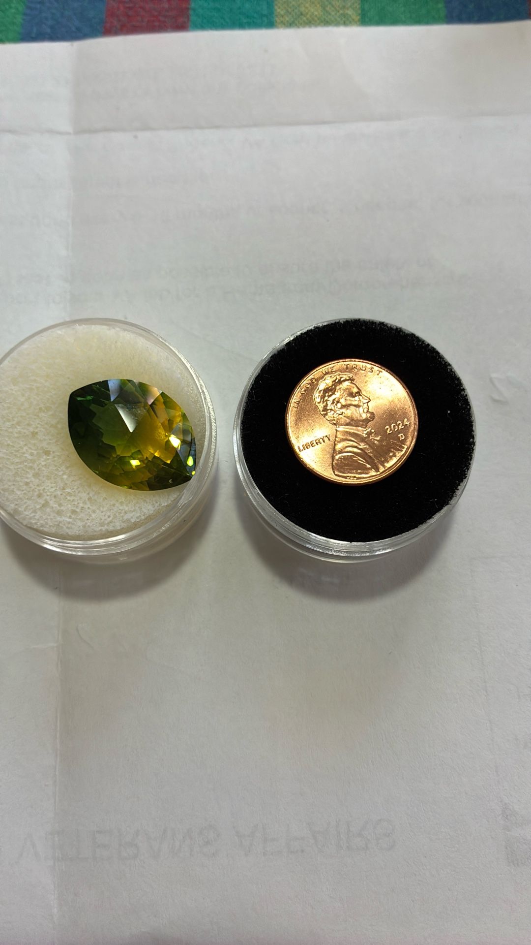 16.92 Golden Green AMETRINE. CHECKER CUT