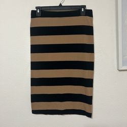 Forever 21 Black and Brown Striped Pencil Skirt