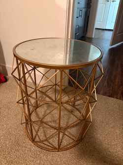 Gold Metal Side Table with Mirror Top ( Set Of 2)