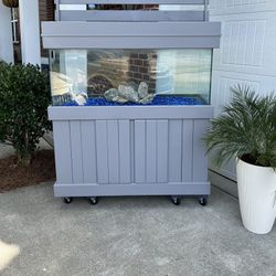 75-Gallon Aquarium + Custom Gray Farmhouse Stand & Canopy