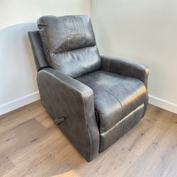 GREY LEATHER RECLINER / ROCKER CHAIR