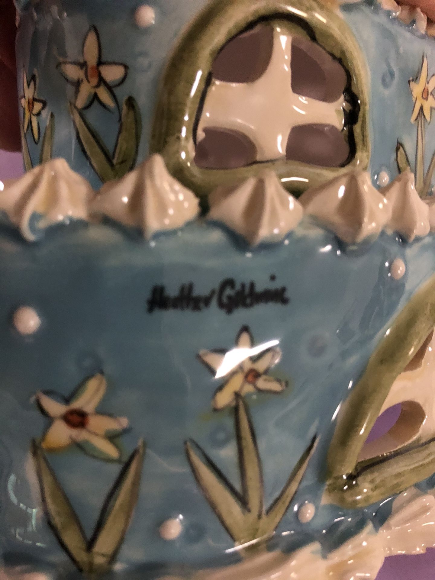 March birthday cake topper ceramic