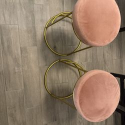 Pink and Gold Bar Stools- like new