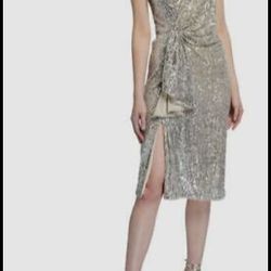  CHAMPAGNE SILVER SEQUIM DRESS SIZE 8