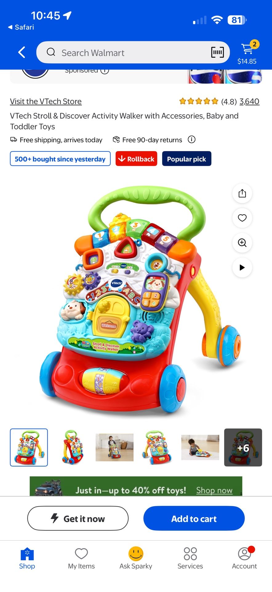VTech Stroll & Discover Activity Walker with Accessories, Baby and Toddler Toys
