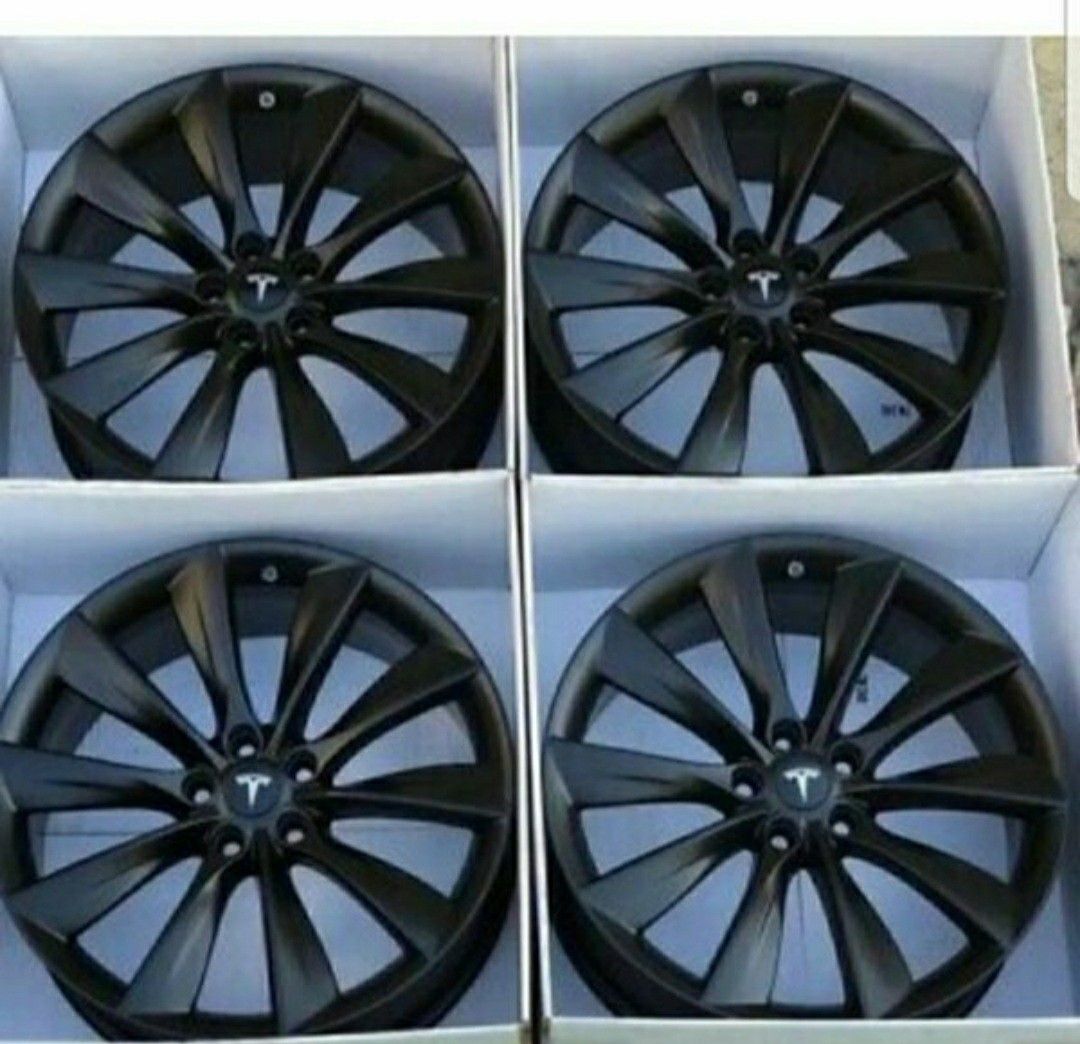 21" TESLA MODEL S OEM FACTORY WHEELS RIMS ONYX SATIN BLACK P75 P90 P100