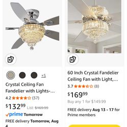 Crystal Light Ceiling Fan