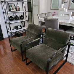 MUST SEE! 2 Green and Black Metal Accent Chairs $300 EACH