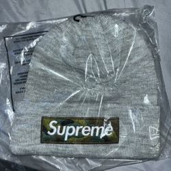 supreme grey/camo beanie 