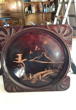 Antique lacquer plate from Japan 8x8