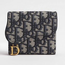 Dior Saddle Wallet Navy Oblique Barely Used Like New No Box