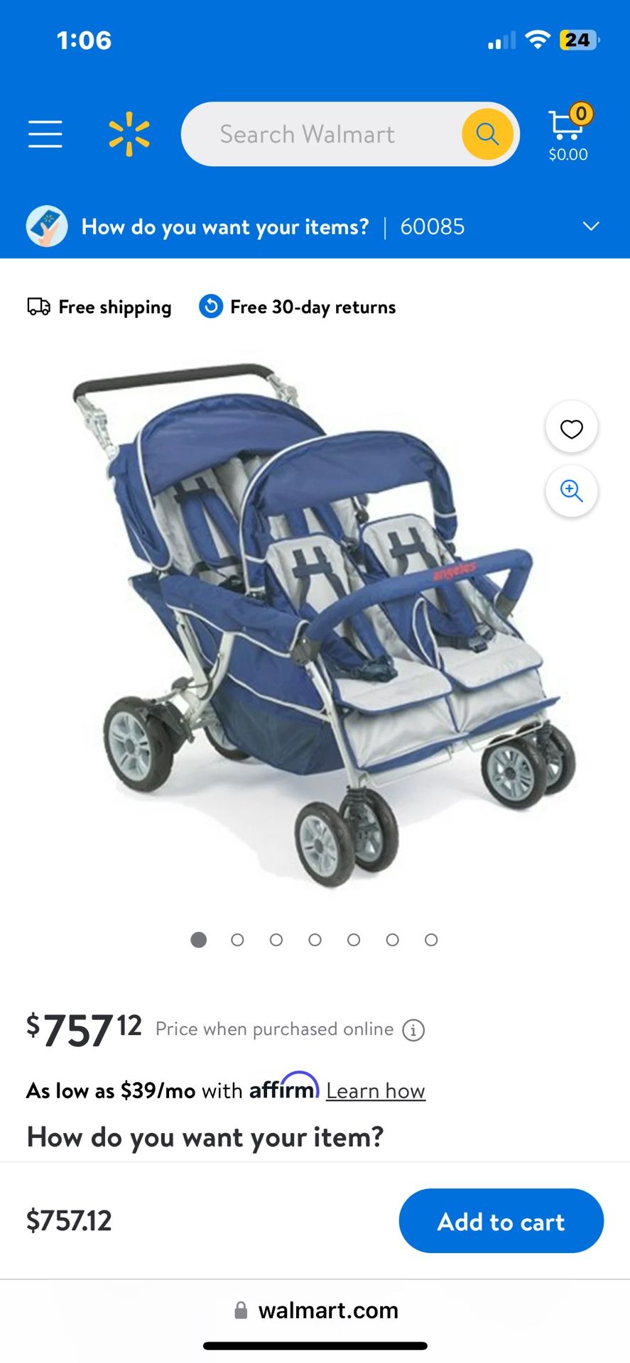 Angeles Infant Toddler SureStop Folding Commercial Stroller 4-Passenger