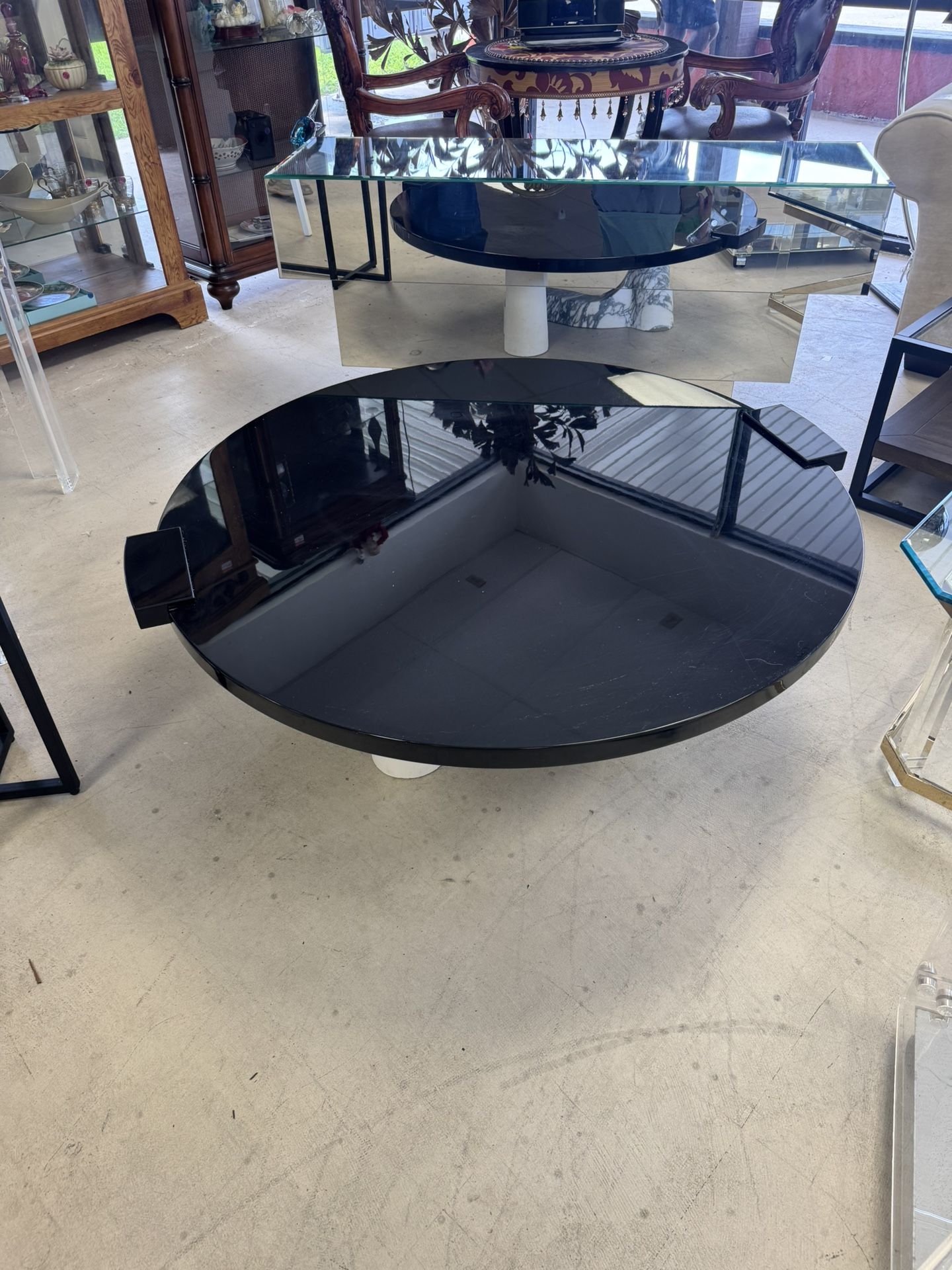 CB2 - Leandre 47" Black Lacquer And Marble Round Coffee Table By Goop - Excellent Condition - Retail: $1795