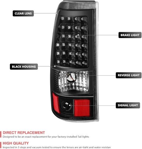 DNA MOTORING TL-CSIL03-LED-BK-CL LED Tail Light Assembly Driver & Passenger Side [Compatible with 03-06 Silverado / 07 Sierra