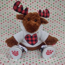 Build A Bear Winter Wishes Moose Buddy Plush Plaid Buffalo Chrismas Valentines