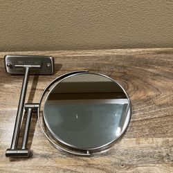 Wall Mounted 8” Magnifying Mirror. Brushed  Nickel, 2 Sided
