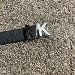 Michael Kors Black Belt With Metallic Buckle 