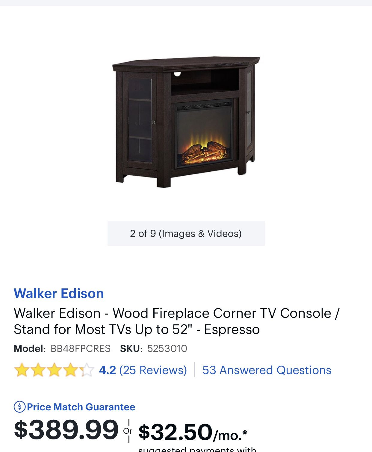 Tv stand w/ fireplace
