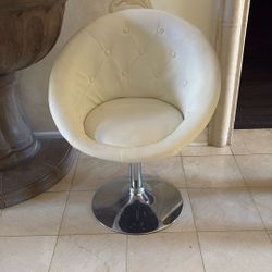 Modern White Swivel Accent Chair - Chrome Base