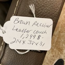 Brown Recliner Leather Couch 