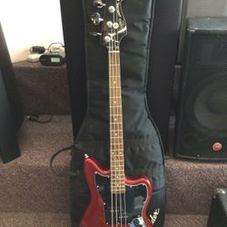 Fender Squire Jaguar Bass Guitar Candy Apple Red + Gig Bag