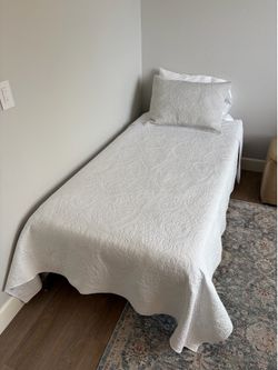 Twin Memory Foam Mattress + Frame + Bedding Set