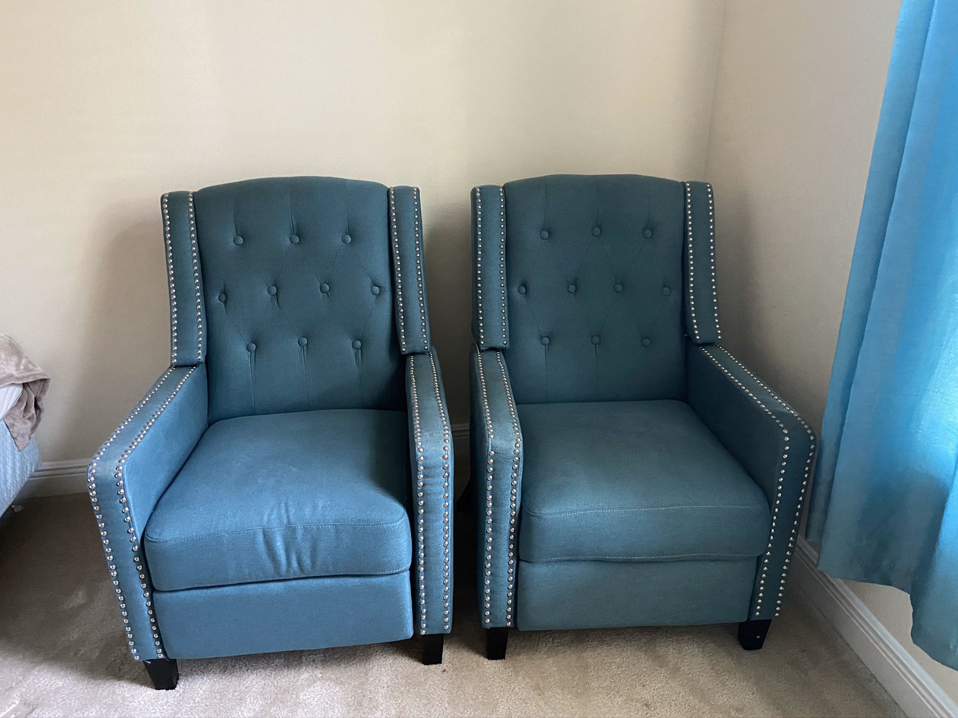 Recliners teal studded