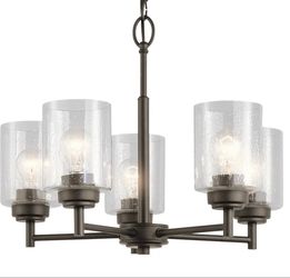 Winslow 5 -Light Bronze Seeded glass Metal Chandelier