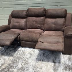 Sofa Couch Double Recliner Micro Fiber Brown