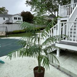 7 And A Half Foot Fake Palm Tree In Potted Basket 
