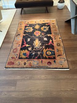Tufenkian Tibetan Hand-Knotted Wool Rug 4’ x 6’  Zagros Black Original Owner