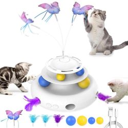 Cat Toys Rechargeable, Upgraded 3-in-1 Automatic Interactive Cat Toys