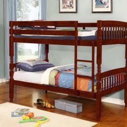 Twin Over Twin Bunk Bed Set - Cherry 