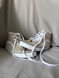 Vans Sk8-Hi High Top Sneakers – Beige/Tan Canvas & Suede