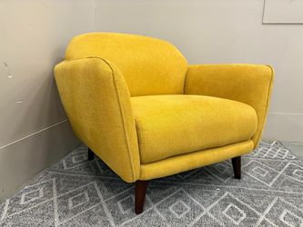 SCANDANAVIAN DESIGNS Demi Vibrant Yellow Upholstered Accent Chair with Tapered Wooden Legs