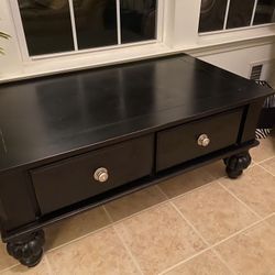 Solid Wood Coffee Table  With 2 Drawers