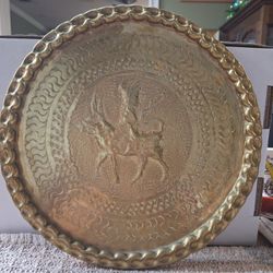 VINTAGE BRASS HAMMERED TRAY