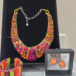 Amber Sunset Necklace, Earrings,braclet