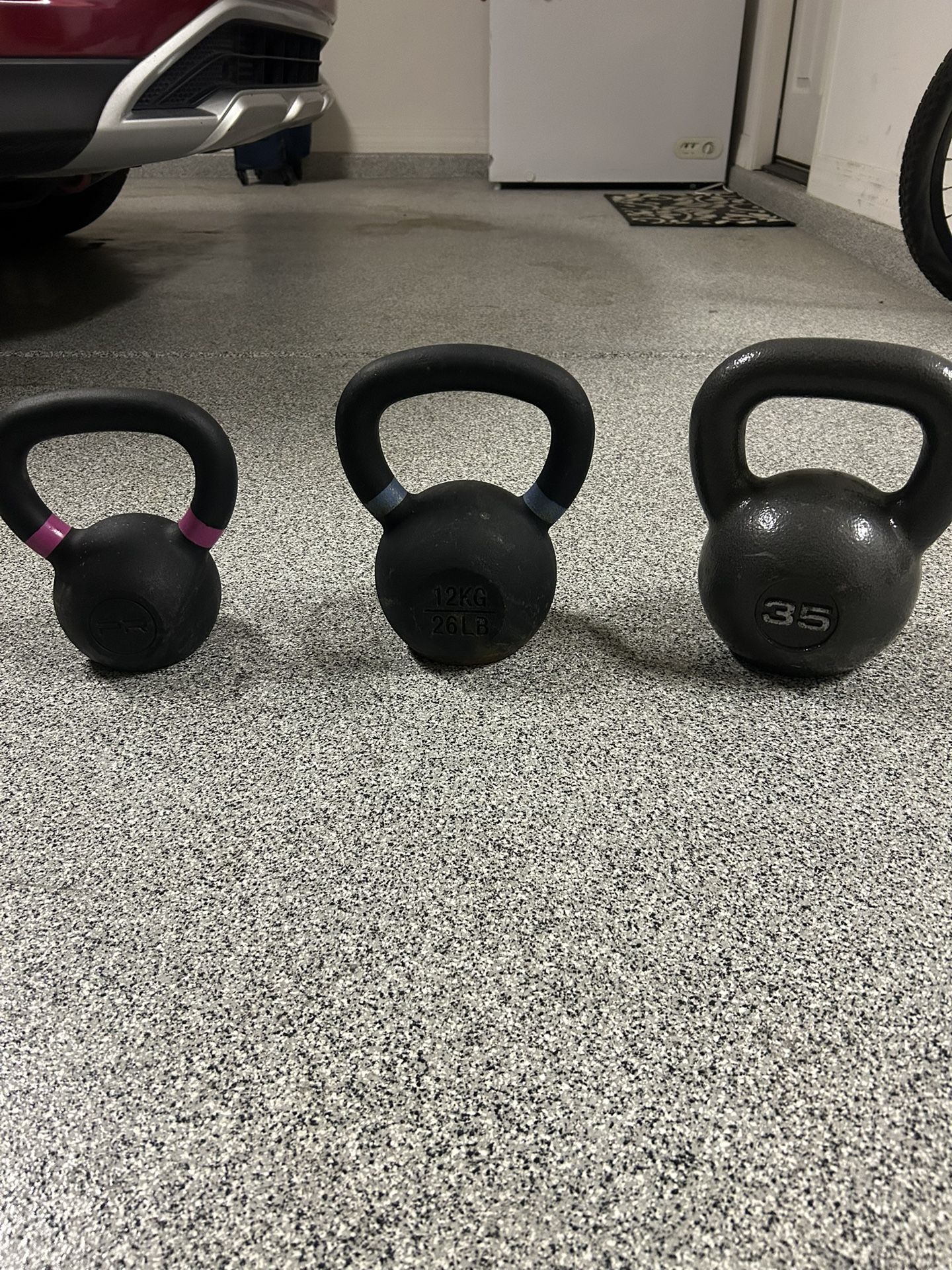 3 Kettlebells - 18, 26, 35 Pounds