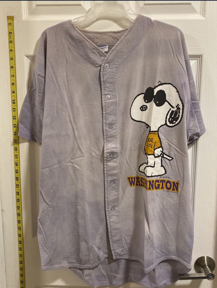 Vintage Snoopy Baseball Jersey Peanuts White XL Large USA SUPER Rare Used Poor
