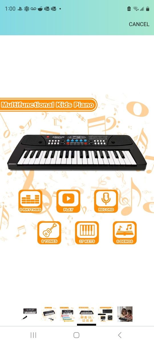 Piano Keyboard for Kids, EOOLEOW 37 Keys Portable Electronic Piano for kids with Microphone - Music Keyboard Piano Toys for 3 4 5 6 7 8 9 Year Old Boy