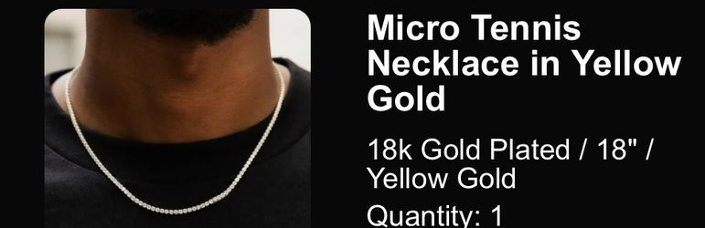 Micro tennis chain 18” 18k gold plated