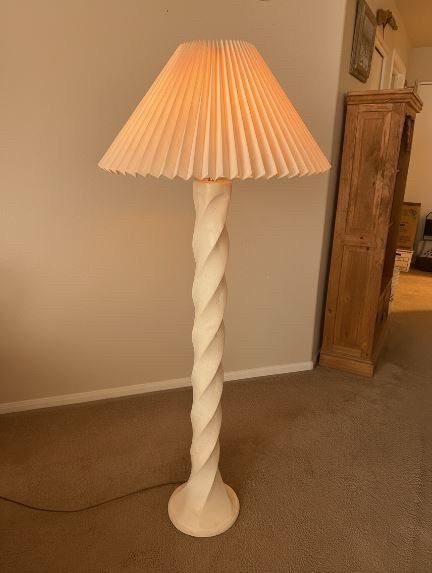 Vintage 1980s Plaster Swirl Floor Lamp 60” – Michael Taylor Style – Heavy Statement Piece