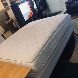 ⭐️⭐️⭐️⭐️-$345 cama queen-1 white queen mattresses/box springs (box springs choice of blue or brown as white one sold) ($345 for each of bed  (mattress