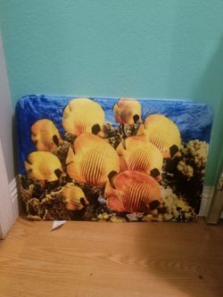 Sea fish bathroom mat rug..size 2ft wide...Like new!