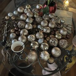 brown and gold ornaments