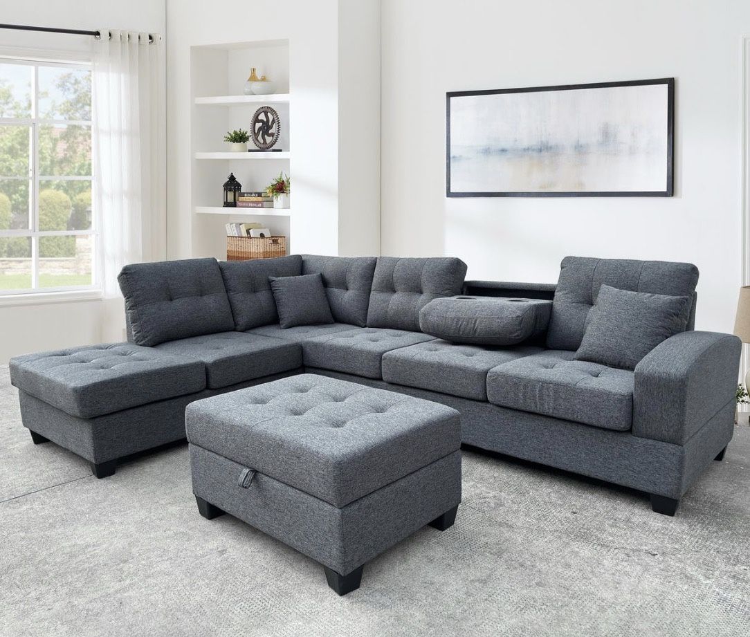 Brand New Sofa with Ottoman / Sofa Seccional con Ottoman Nuevo a Estrenar … Fast 🚚