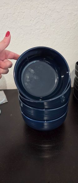 4 ceramic  blue bowls