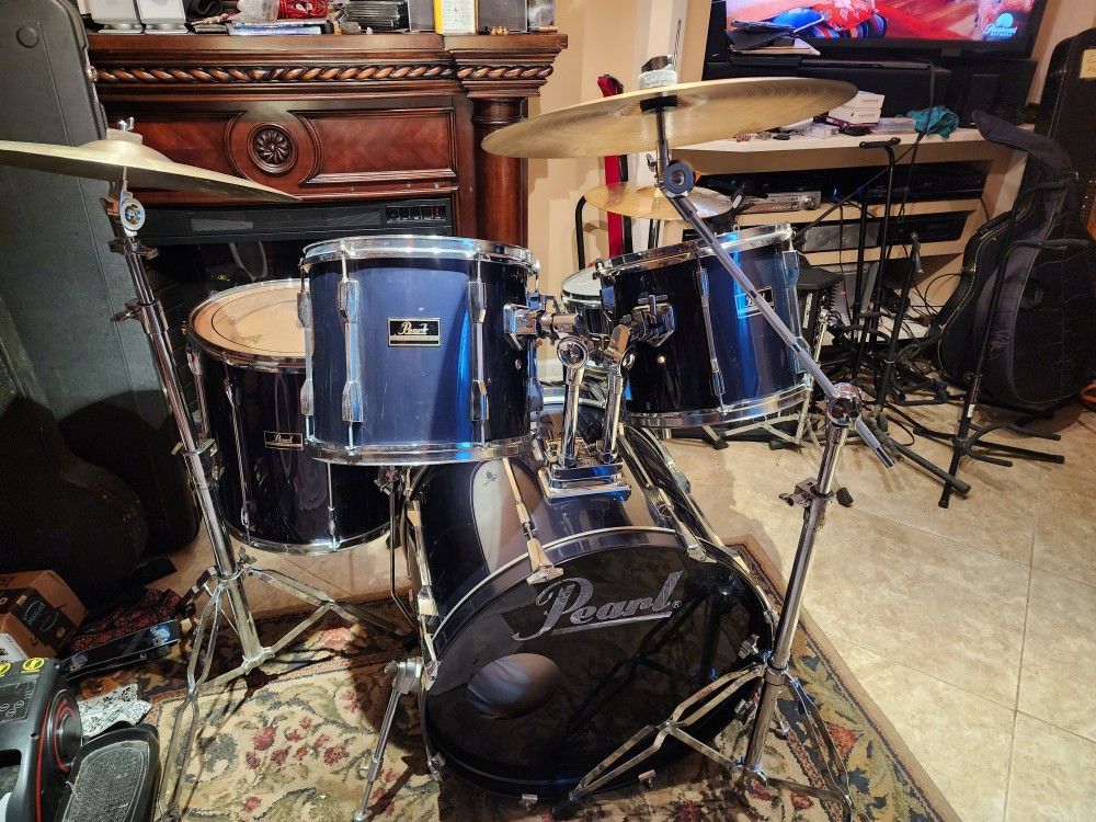 Pearl Export Complete Drum Set W Zildjian Cymbals 