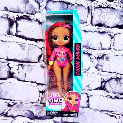 LOL Surprise OMG Swim Coral Waves Doll 9 inch Posable Pink Hair NIB